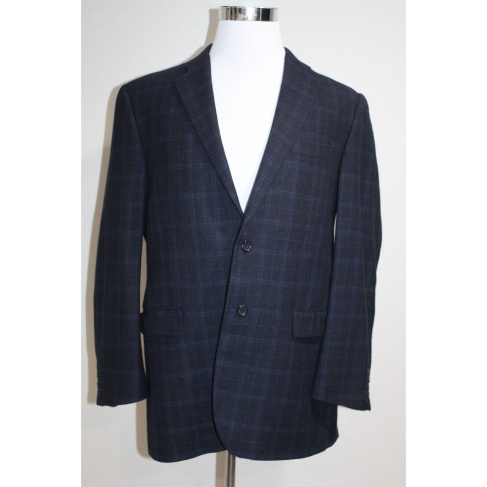 Men's Size 42 Long Burberry London Kensington Blazer Coat Wool Cashmere Plaid